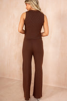 Sorla Chocolate Sleeveless Knit Trousers Co Ord