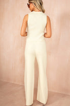 Sorla Cream Sleeveless Knit Trousers Co Ord