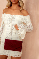 Stella Burgundy Suedette Detachable Chain Bag