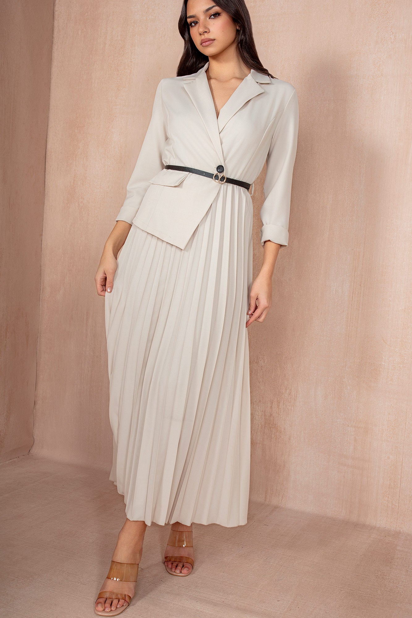 Sue Stone Pleated Blazer Dress