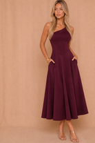 Suki Plum One Shoulder A-Line Midi Dress