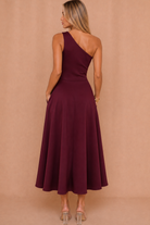 Suki Plum One Shoulder A-Line Midi Dress