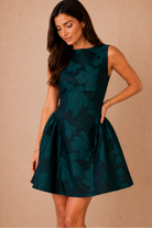 Suri Emerald Green Jacquard Floral Dress