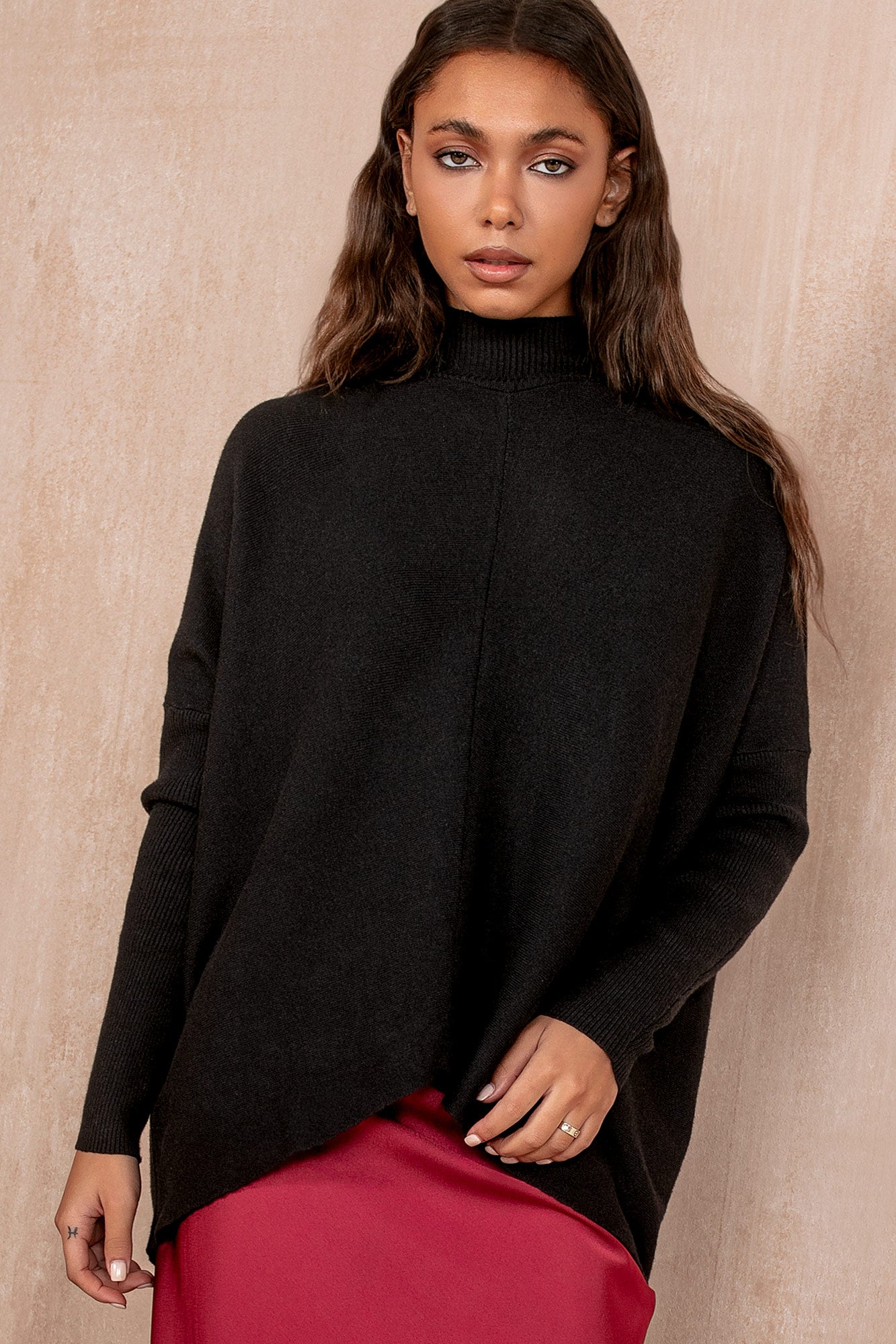 Susanna Black Knit High Neck Jumper