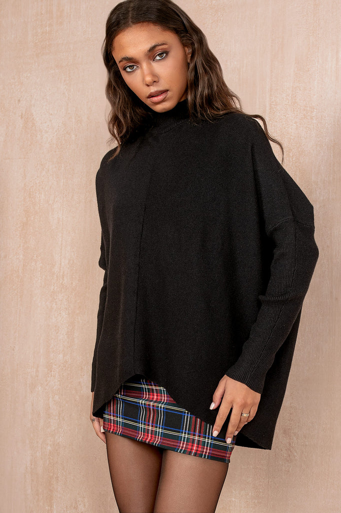 Susanna Black Knit High Neck Jumper