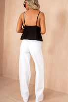 Sutton Black Textured Frill Cami Top
