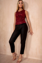 Suzanne Black Leather Look Mom Jeans