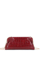 Sydney Cherry Red Faux Leather Croc Detachable Chain Bag