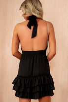 Sylvie Black Halterneck Ruffle Mini Dress