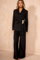 Sylvie Black Tie Waist Blazer Suit