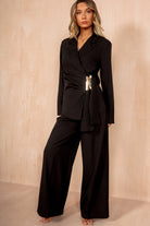 Sylvie Black Tie Waist Blazer Suit