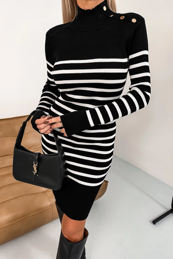 Sylvie Monochrome Knit Striped Dress