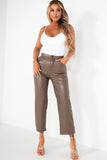 Tailynn Taupe Faux Leather Trousers