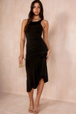 Taleen Black Slinky Corsage Detail Dress