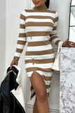 Talulla White and Camel Knit Striped Dress