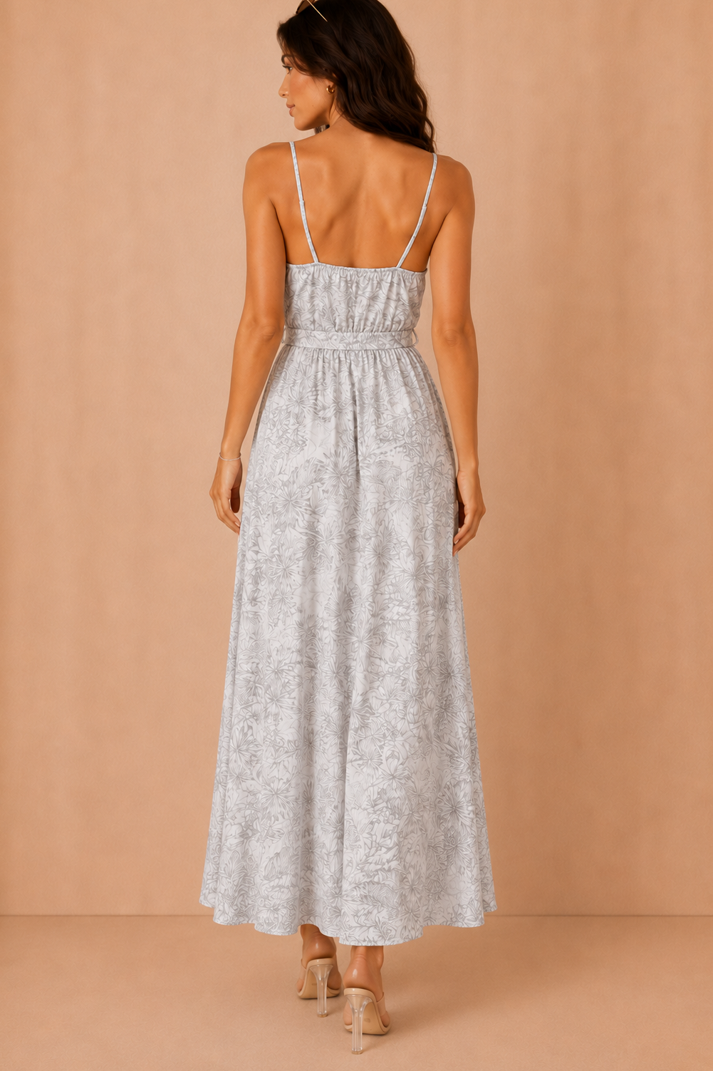 Tamika Grey Belted Wrap Midi Dress
