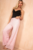 Tanya Pink Lace Wide Leg Trousers