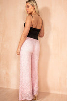 Tanya Pink Lace Wide Leg Trousers
