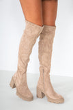 Tanya Taupe Suedette Knee High Boots