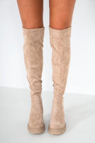 Tanya Taupe Suedette Knee High Boots