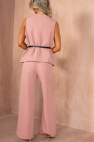 Tarah Pink Belted Waistcoat Co Ord