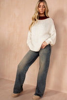 Tasha Burgundy Chunky Knit Oversized Jumper