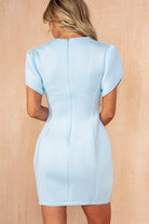 Taylor Ice Blue Scuba Tulip Sleeve Dress