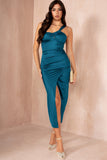 Taylor Teal Slinky Dress