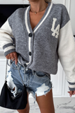 Tazmin Grey Knit Varsity Cardigan