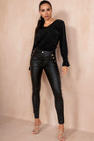 Teagan Black Faux Leather Trousers