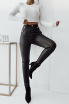 Teagan Black Leather Look Trousers