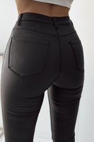 Teagan Black Leather Look Trousers