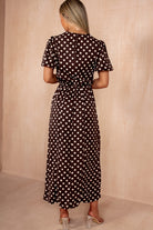 Teagan Chocolate Polka Dot Midi Dress