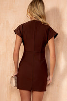 Terri Brown Ruched Waist Mini Dress