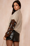 Terri Taupe Knit Sequin Jumper