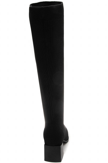 Tessa Black Knit Knee High Boots