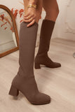 Tessa Chocolate Knit Knee High Boots