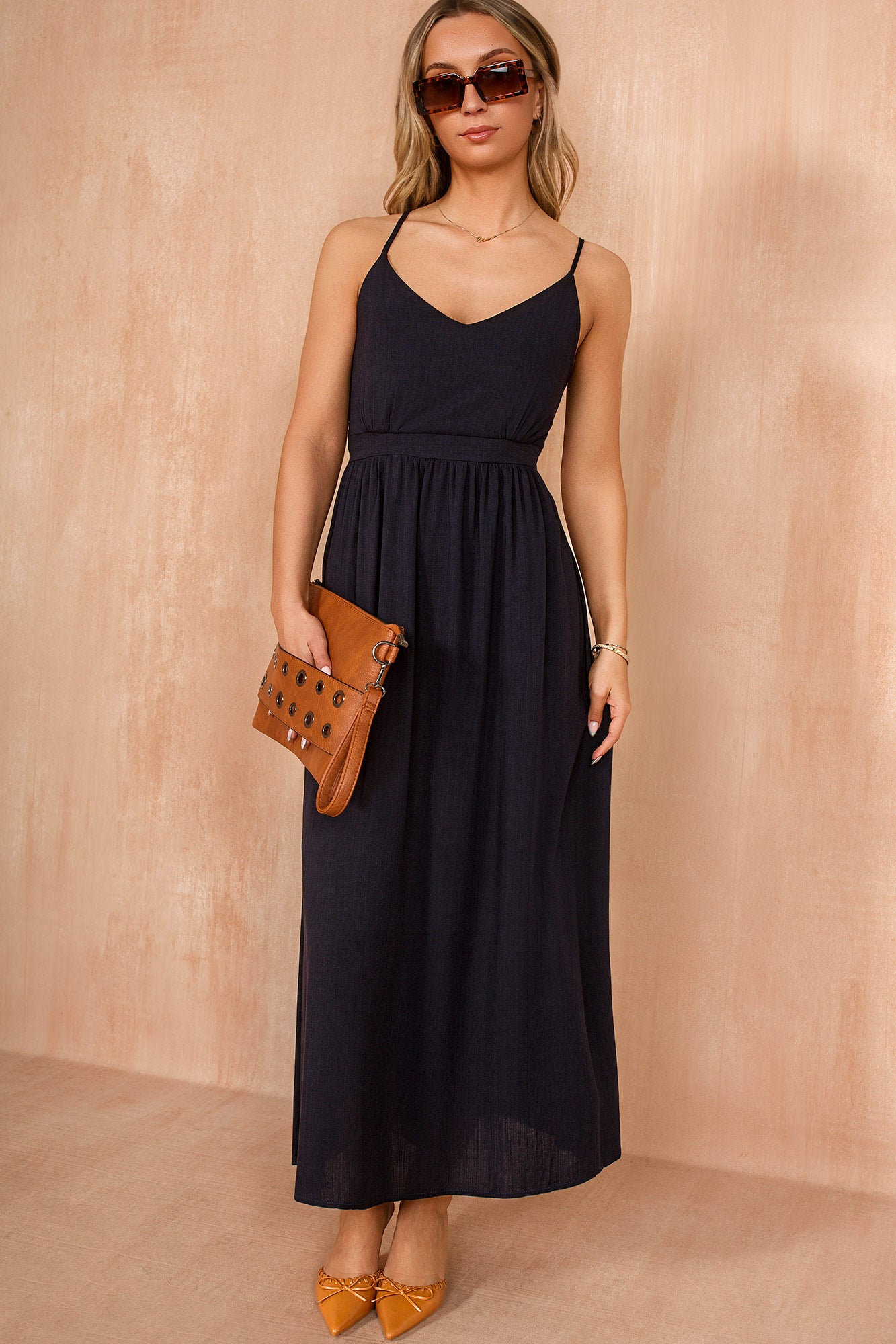 Thalia Navy Cut Out Maxi Dress