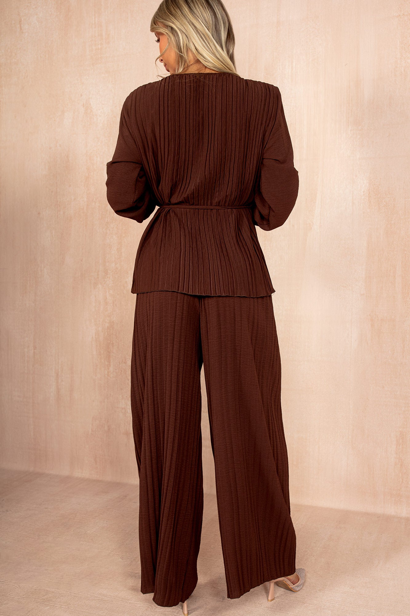 Theo Chocolate Pleated Belted Co Ord