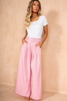 Thora Pink Belted Wide Leg Trousers