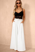 Thora White Belted Wide Leg Trousers