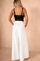 Thora White Belted Wide Leg Trousers