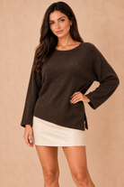 Tilly Chocolate Knit Asymmetric Top