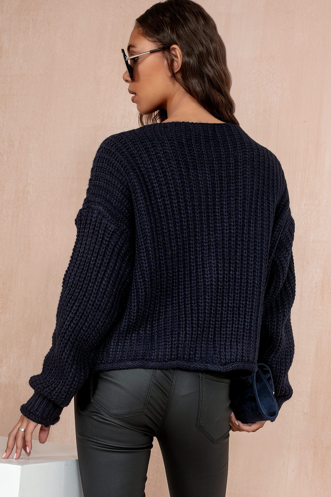 Tilly Navy Chunky Knit Cardigan