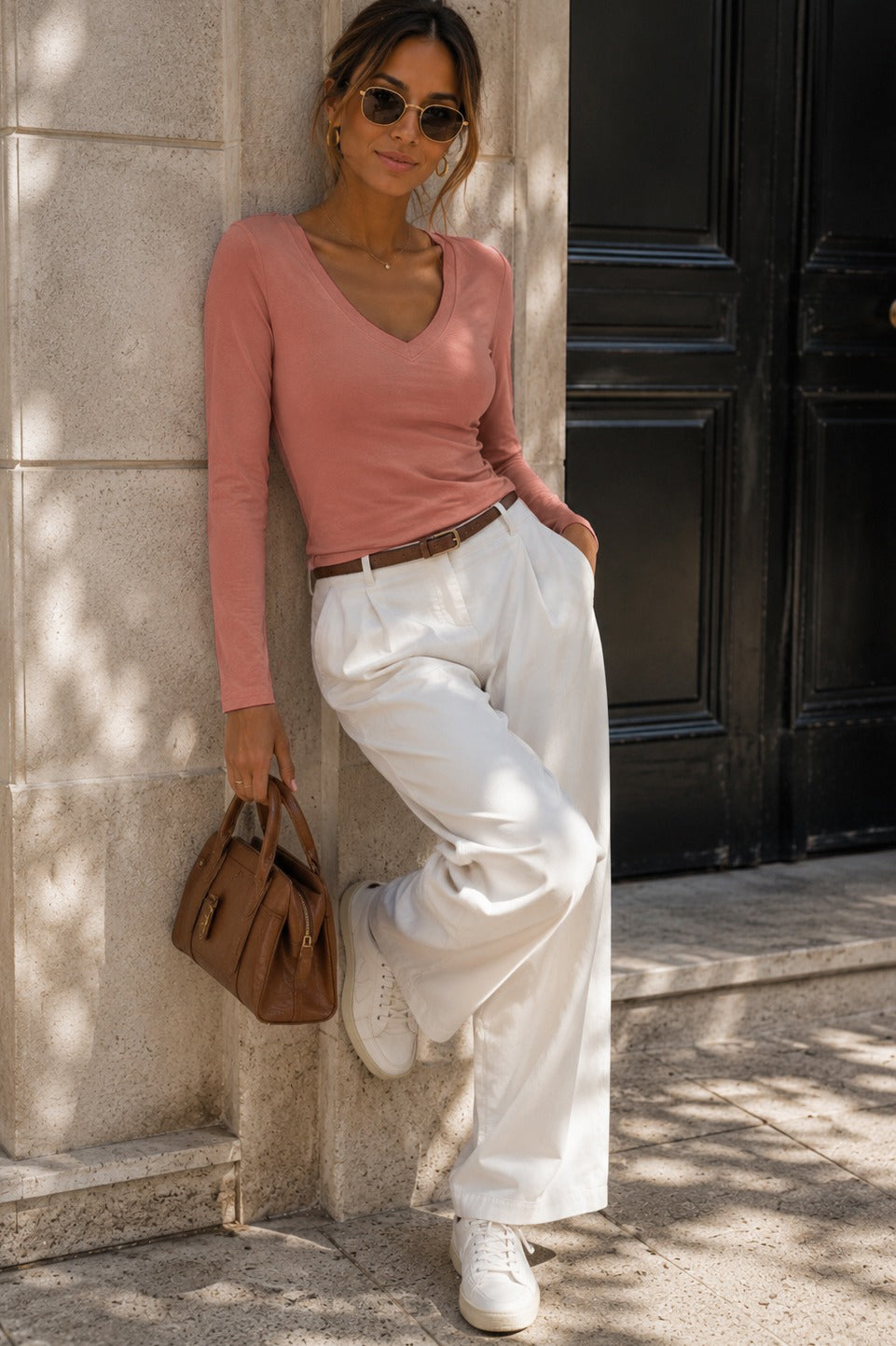 Trish Blush Cotton Long Sleeve Top