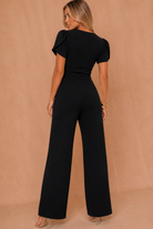 Trixie Black Buckle Detail Wrap Jumpsuit