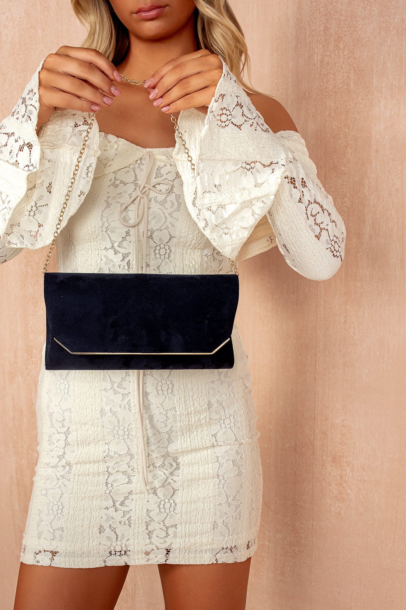 Trixie Navy Suedette Detachable Chain Bag