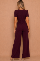 Trixie Wine Buckle Detail Wrap Jumpsuit