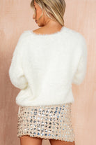Trudy Cream Fluffy Knit V Neck Jumper
