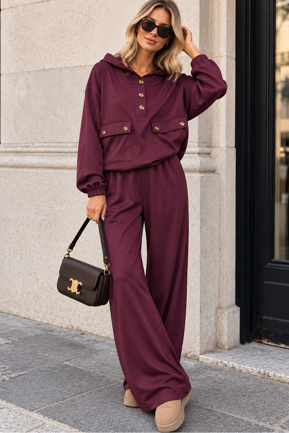 Tyler Burgundy Hooded Co Ord